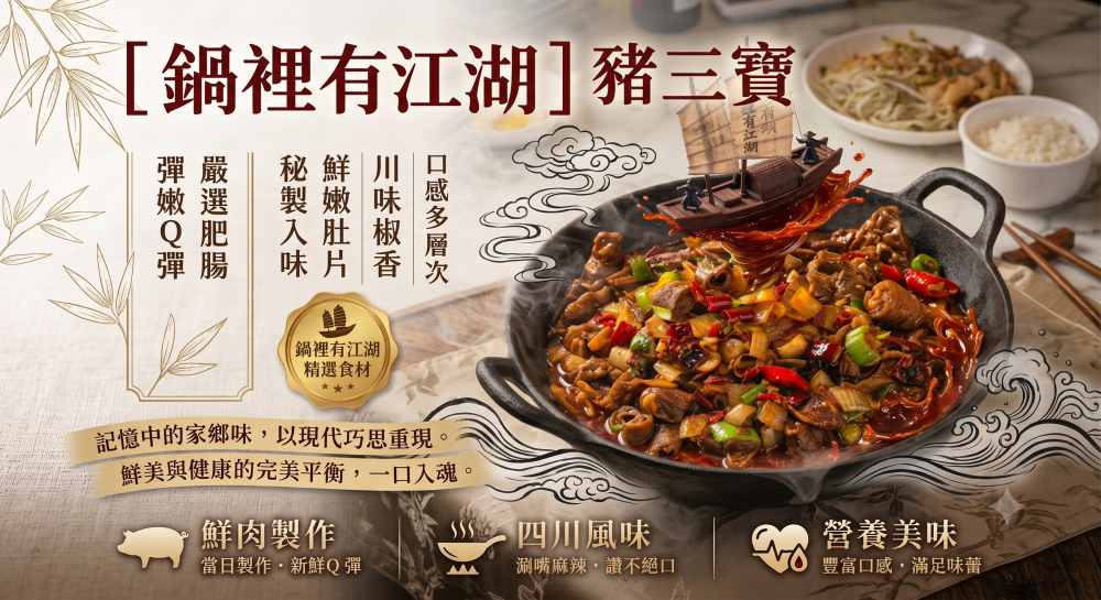 【火辣翻轉】「鍋裡有江湖」豬三寶 (200g±10%/包)