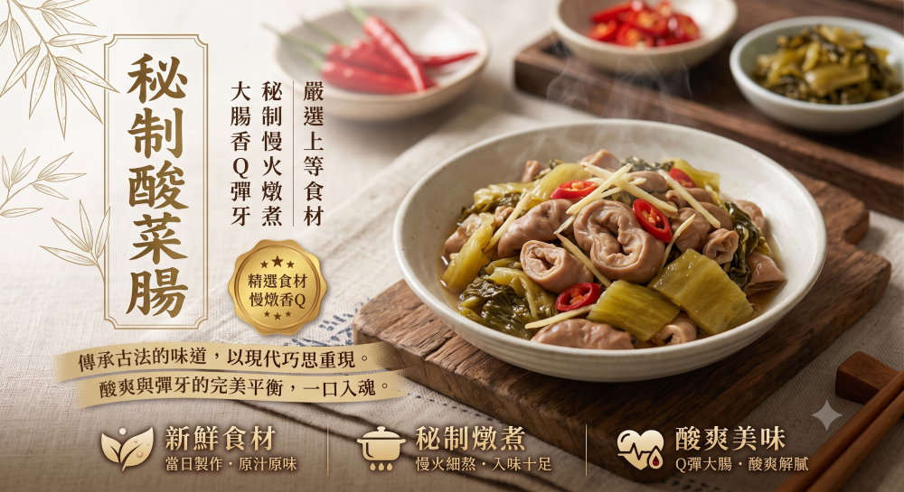 【深夜療癒】秘制酸菜大腸 (200g±10%/包)