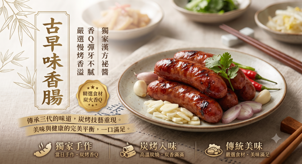 【輪轉私房】古早味炭烤香腸 (600g±10%/包)