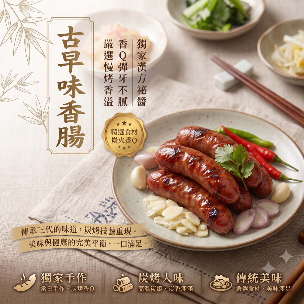【輪轉私房】古早味炭烤香腸 (600g±10%/包)
